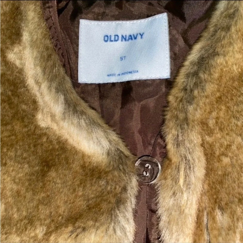 Old Navy Girls Faux Fur Vest Brown Fall Size 5T